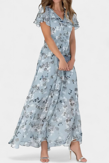 Amara Floral Maxi Dress with V-Neckline