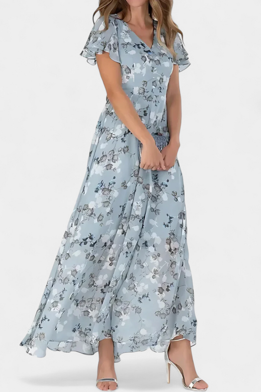 Amara Floral Maxi Dress with V-Neckline