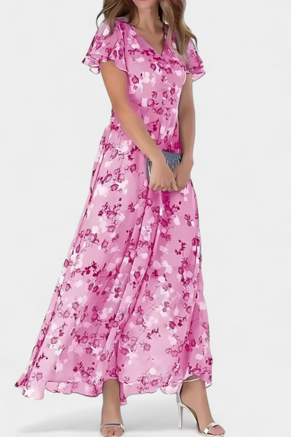 Amara Floral Maxi Dress with V-Neckline