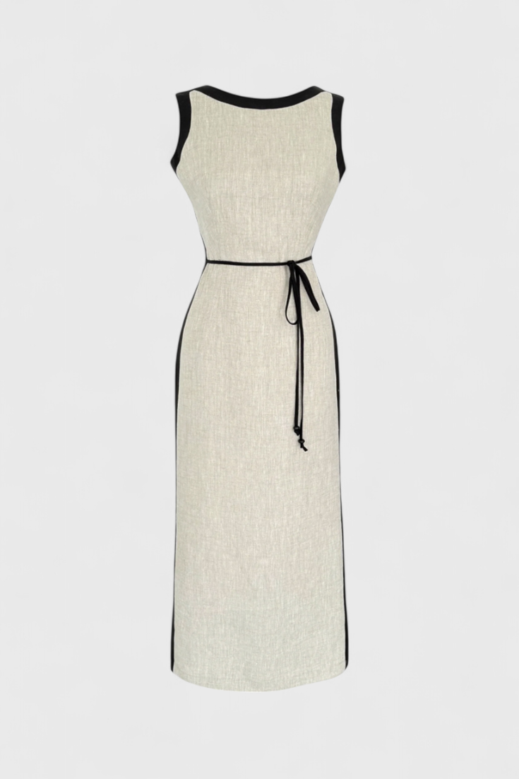 Samanta Sleeveless Dress with Contrast Color Details