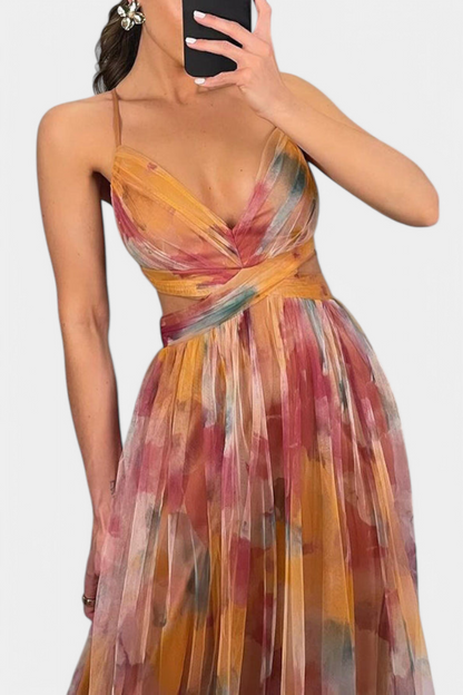 "Ingrid Floral V-Neck Maxi Dress" can be rewritten as "Ingrid Floral V-Neck Maxi Dress".