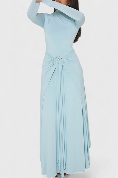 Fatima Pleated Bodycon Dress with Metallic Accessories