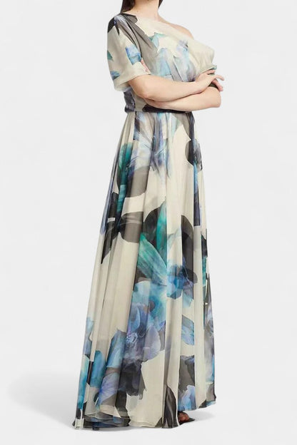 Sanaa Abstract Floral One Shoulder Dress