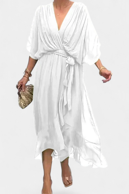 Flowy Luisa Dress with V-Neckline and Attractive Silhouette