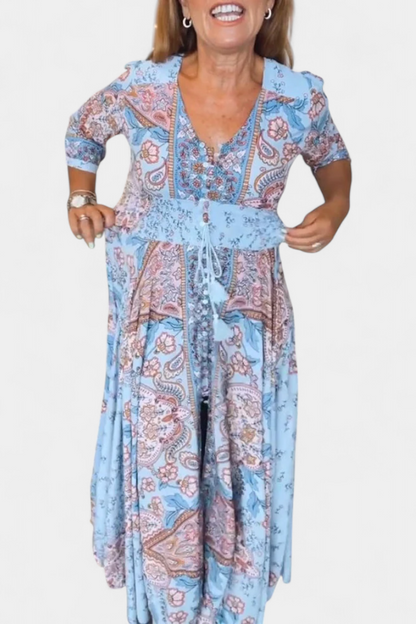 Dunya Casual Summer Dress with V-Neckline