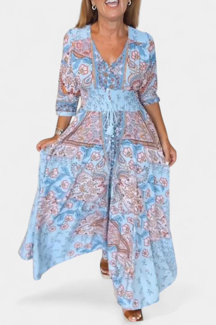 Dunya Casual Summer Dress with V-Neckline