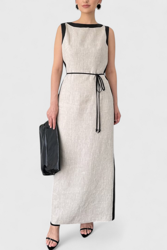 Samanta Sleeveless Dress with Contrast Color Details