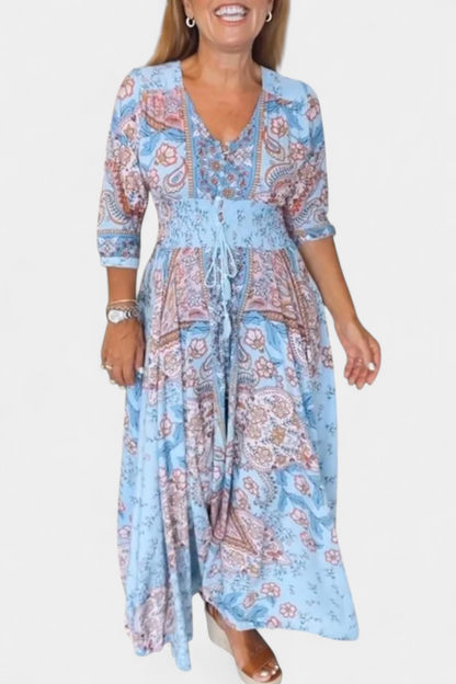 Dunya Casual Summer Dress with V-Neckline