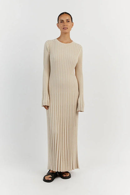 Gloria Ribbed Knit Dress with Belt