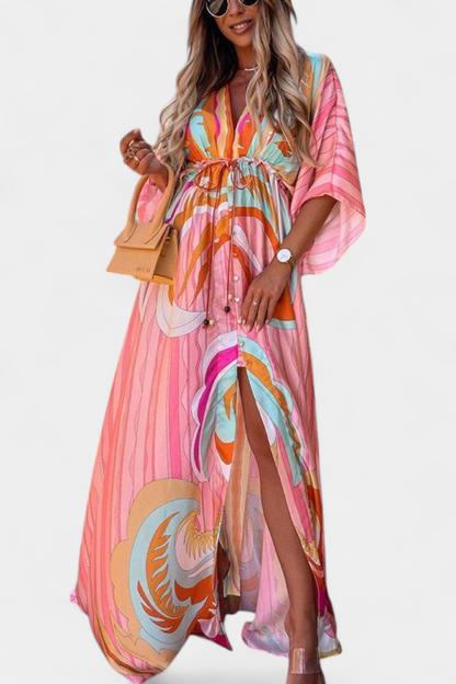 Joelle Soft Rainbow Batwing Sleeve Dress