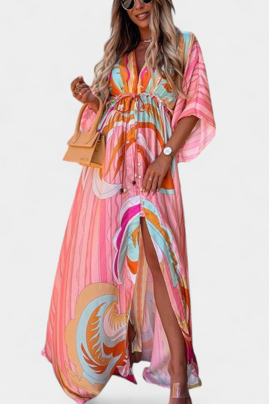 Joelle Soft Rainbow Batwing Sleeve Dress
