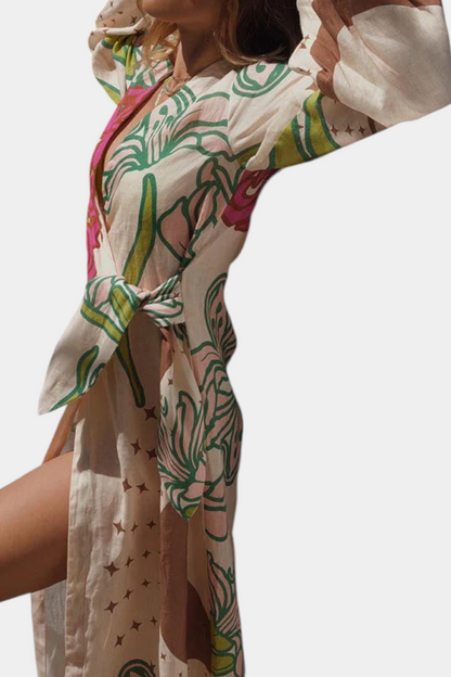 Fana Floral Wrap Dress with Bow Waist