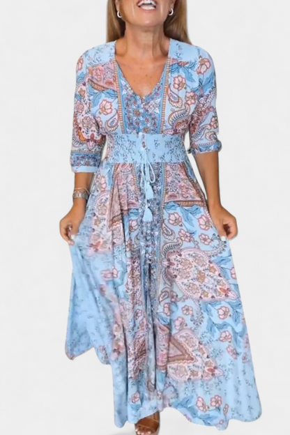 Dunya Casual Summer Dress with V-Neckline