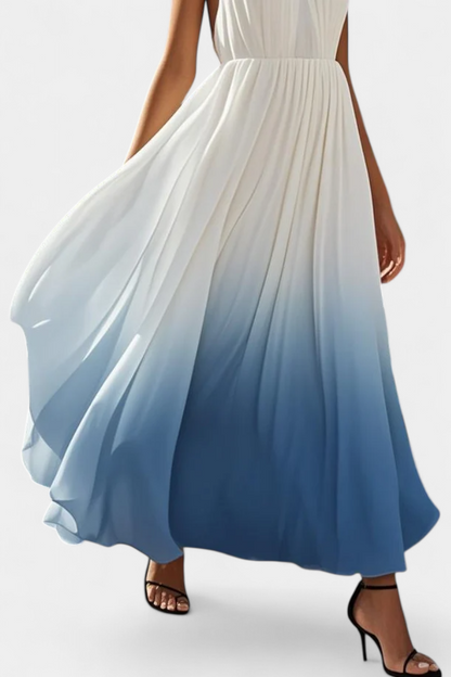 Starla Pleated Halter Dress with Pearl Details