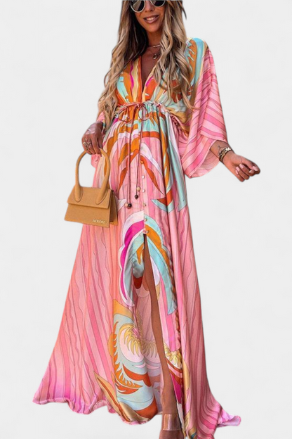 Joelle Soft Rainbow Batwing Sleeve Dress