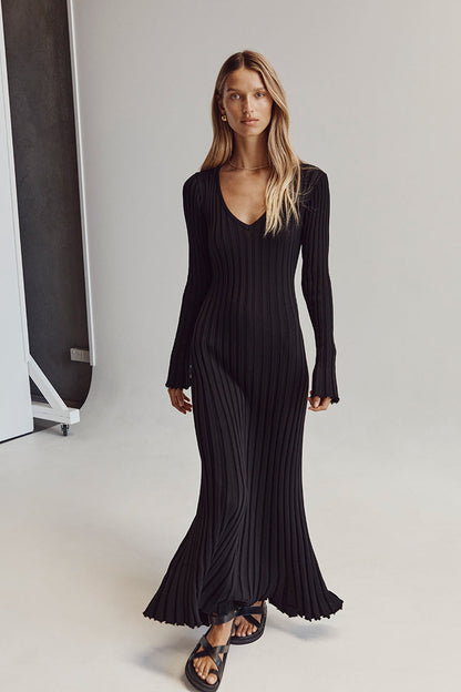 Gloria Ribbed Knit Dress with Belt