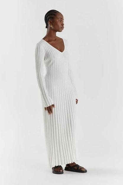 Gloria Ribbed Knit Dress with Belt