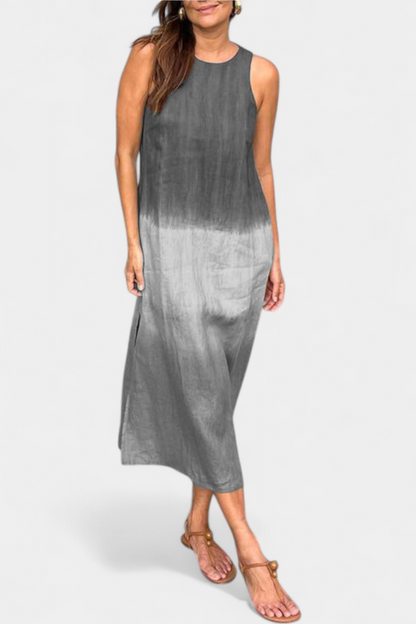 Taerra Sleeveless Dress with Gradient Tie-Dye Design