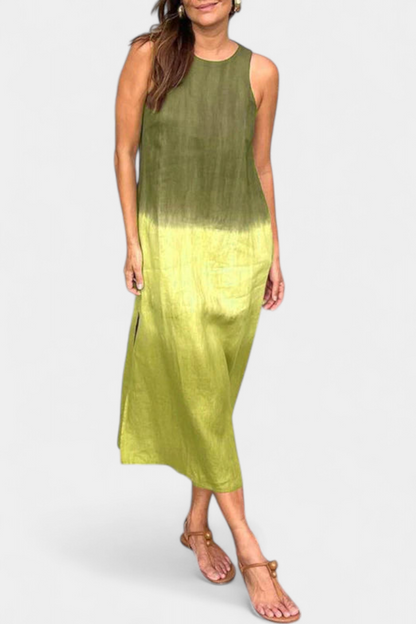 Taerra Sleeveless Dress with Gradient Tie-Dye Design