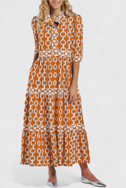 Casilda Midi Dress with Chain Design