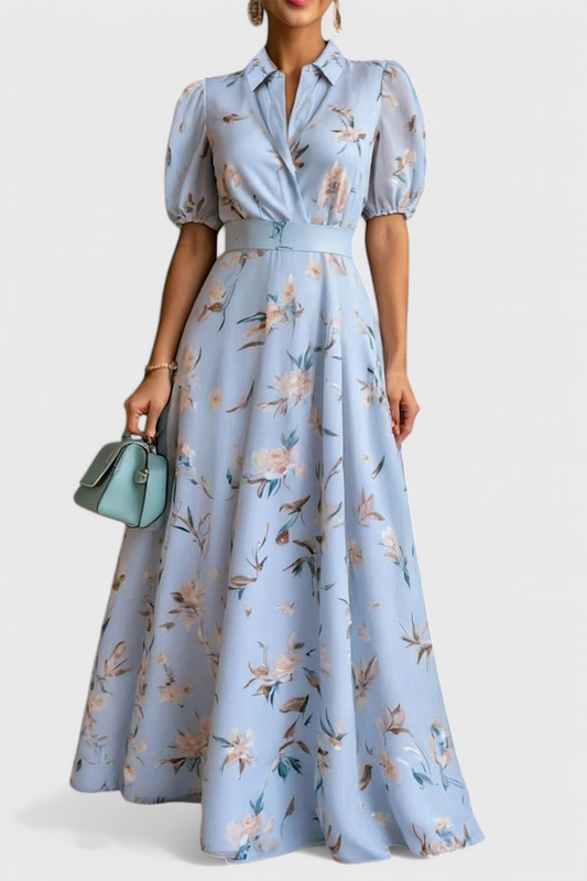 Isaline Floral Dress with Light Collar