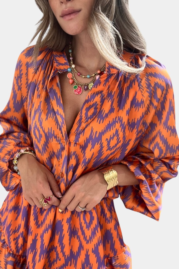 Yasmine Mini Dress with Printed Ruffles