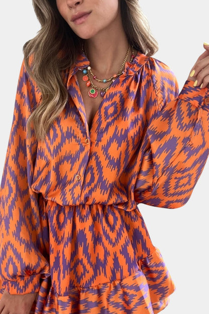 Yasmine Mini Dress with Printed Ruffles