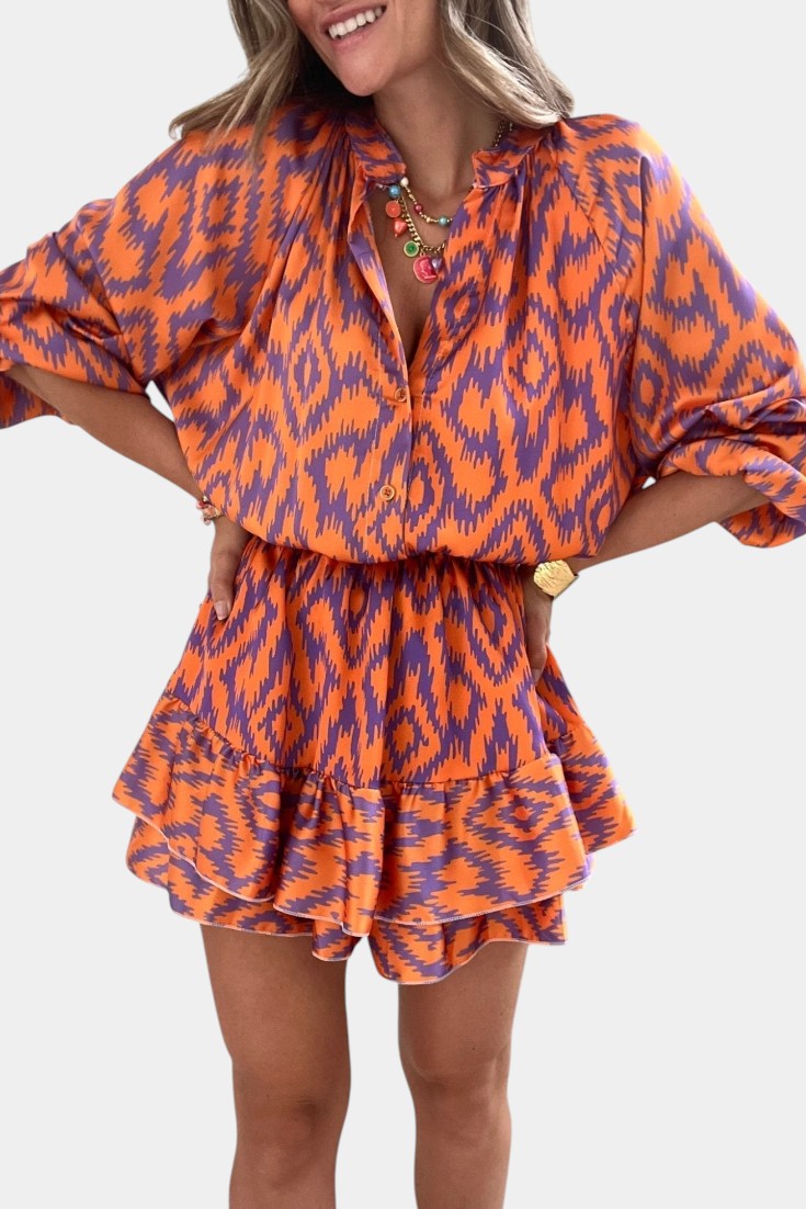 Yasmine Mini Dress with Printed Ruffles