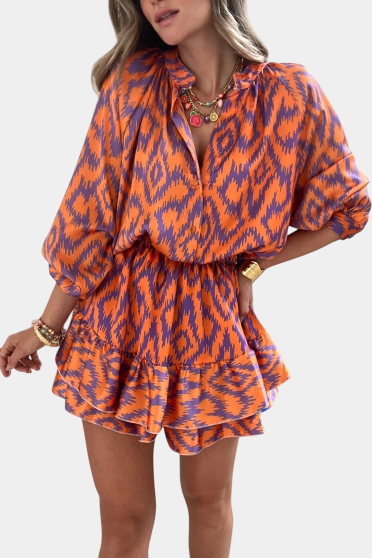 Yasmine Mini Dress with Printed Ruffles