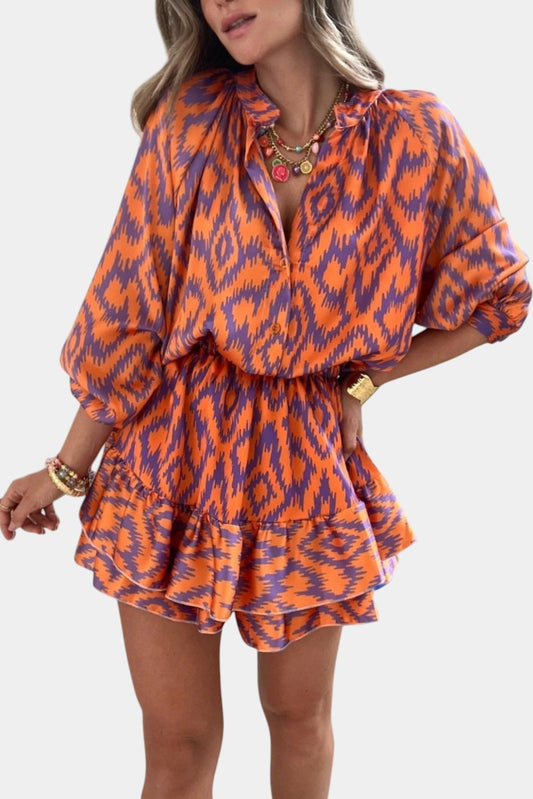 Yasmine Mini Dress with Printed Ruffles