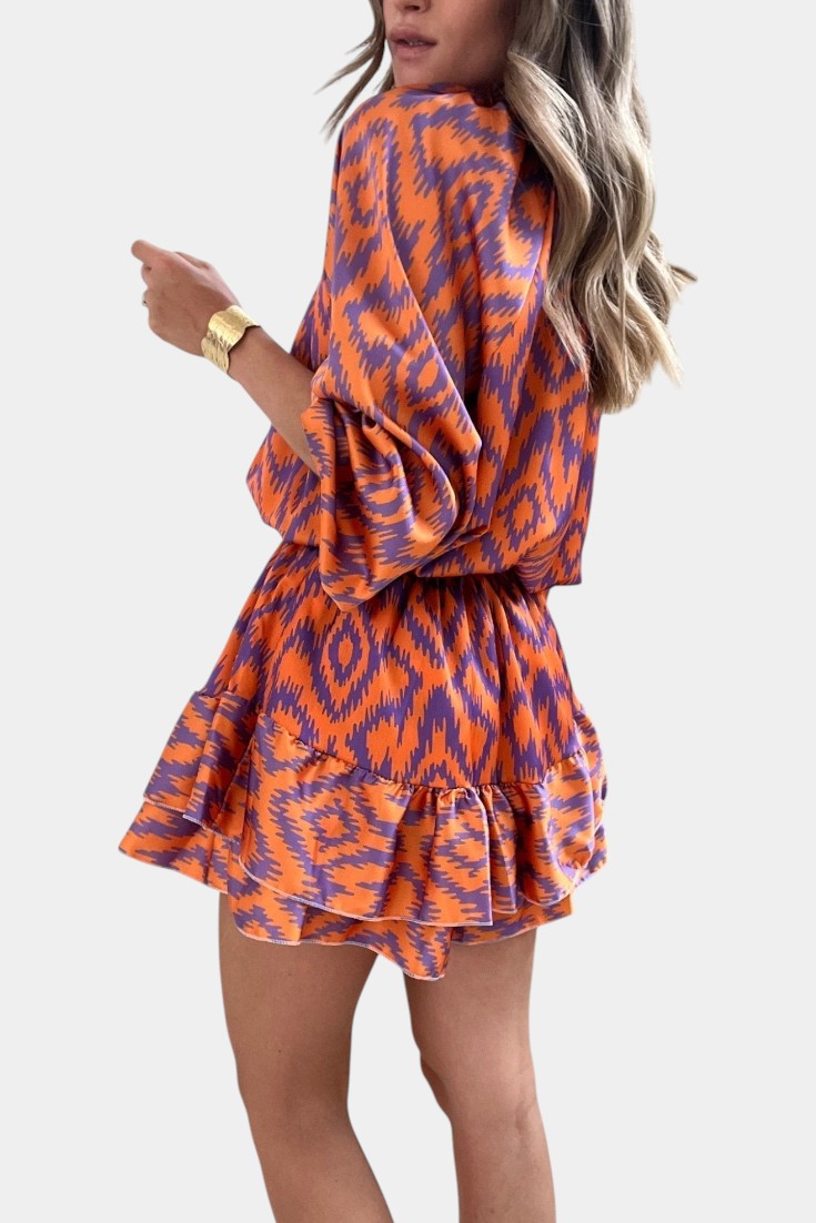 Yasmine Mini Dress with Printed Ruffles