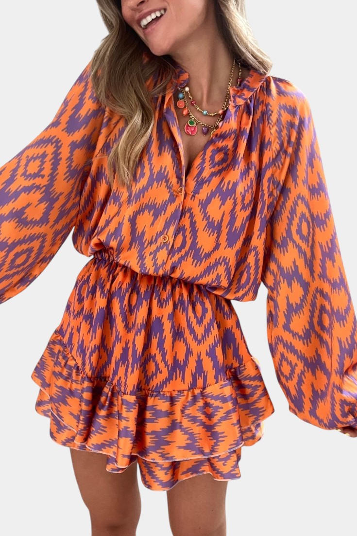Yasmine Mini Dress with Printed Ruffles