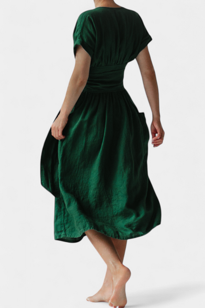 Cressida V-Neck Dress with Adjustable Waist