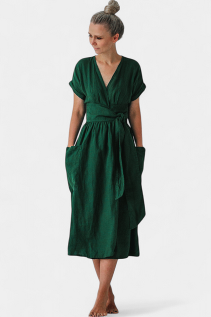 Cressida V-Neck Dress with Adjustable Waist