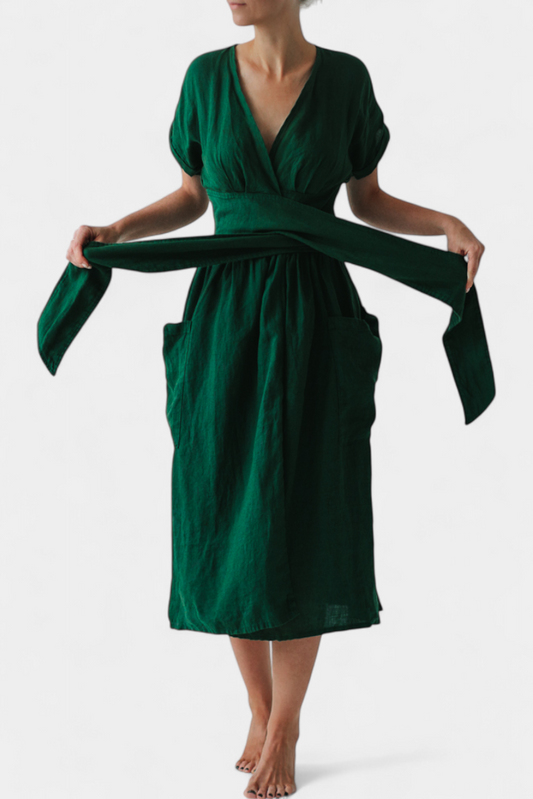 Cressida V-Neck Dress with Adjustable Waist