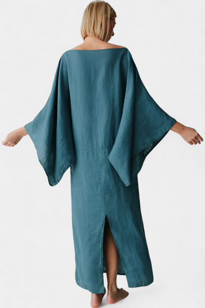 Kamilia Linen and Cotton Blend Kimono Dress