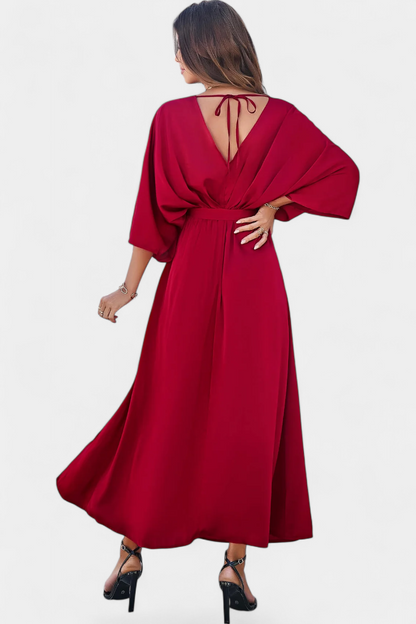 Milly Chic Dress with Slit and Bow Belt