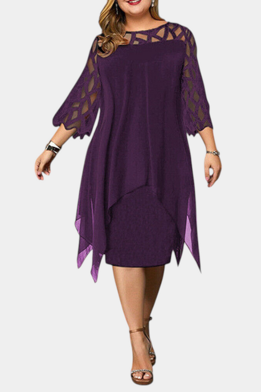 Yana Plus Size Dress with Lace Sleeves