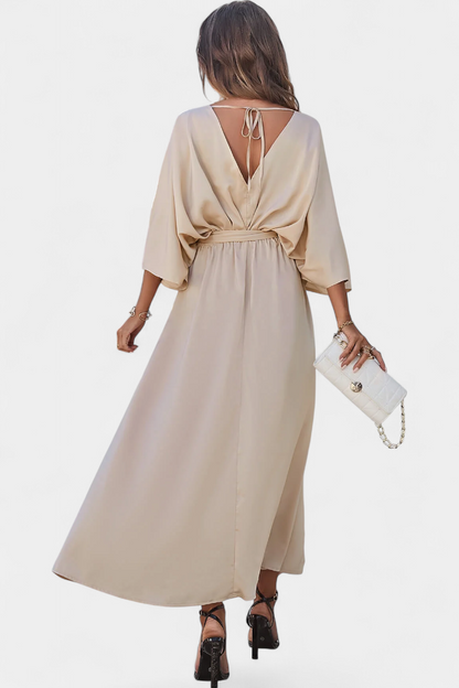Milly Chic Dress with Slit and Bow Belt
