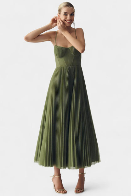 Ottilie Pleated Chiffon Dress with Shaping Corset