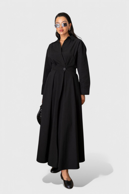 Celina Long Maxi Dress with Lapels
